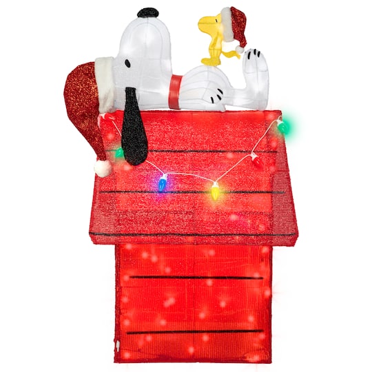 40.25" Peanuts® Snoopy on Doghouse 3D Tinsel Lighted Yard Décor